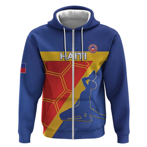 Custom Haiti Football Zip Hoodie Neg Marron - Road To World Cup 2026 - African Pride