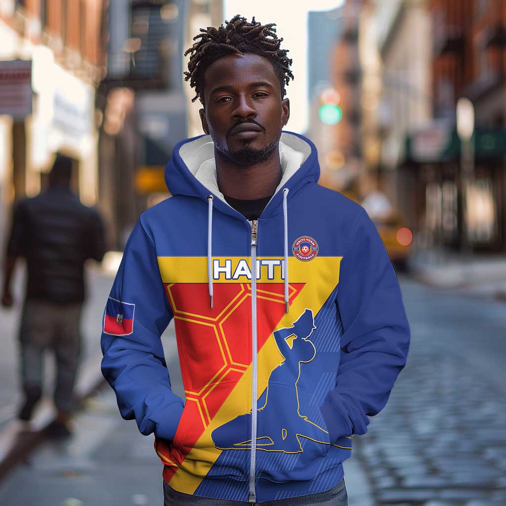Custom Haiti Football Zip Hoodie Neg Marron - Road To World Cup 2026 - African Pride
