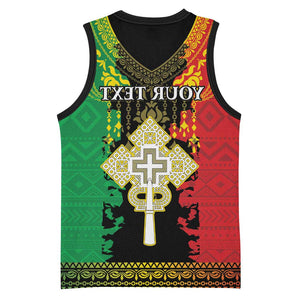 Personalised Afro Ethiopia Basketball Jersey Lion Of Judah - African Pattern - African Pride