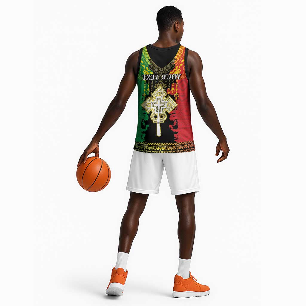 Personalised Afro Ethiopia Basketball Jersey Lion Of Judah - African Pattern - African Pride