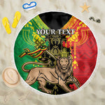 Personalised Afro Ethiopia Beach Blanket Lion Of Judah - African Pattern