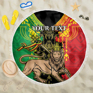 Personalised Afro Ethiopia Beach Blanket Lion Of Judah - African Pattern