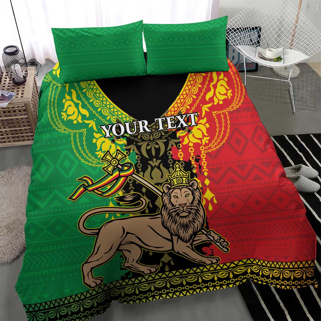 Personalised Afro Ethiopia Bedding Set Lion Of Judah - African Pattern