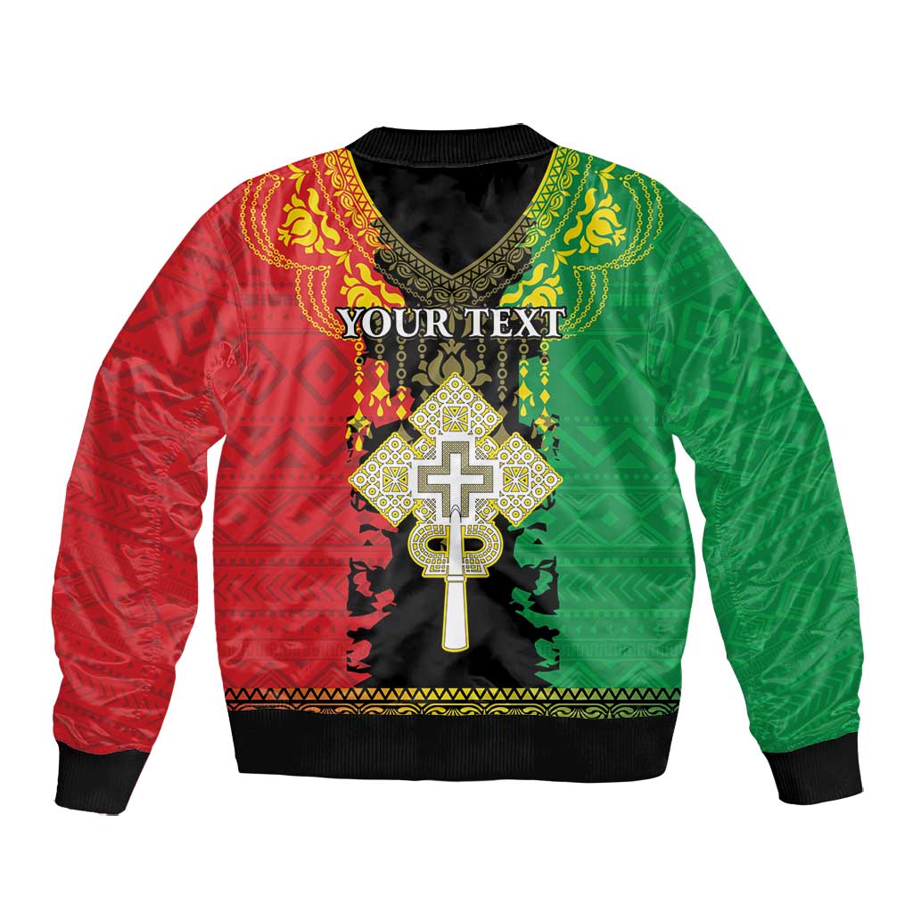 Personalised Afro Ethiopia Bomber Jacket Lion Of Judah - African Pattern