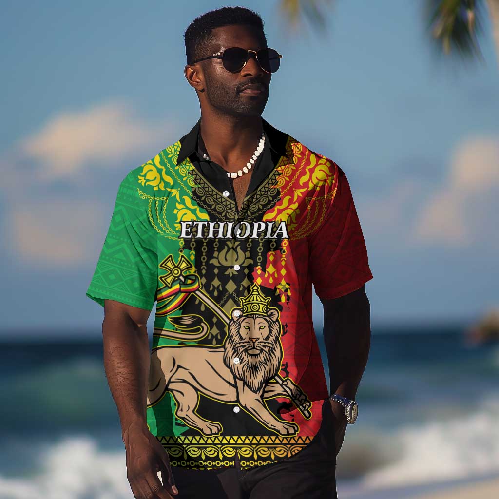 Personalised Afro Ethiopia Hawaiian Shirt Lion Of Judah - African Pattern