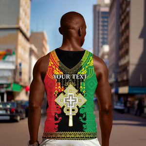 Personalised Afro Ethiopia Men Tank Top Lion Of Judah - African Pattern
