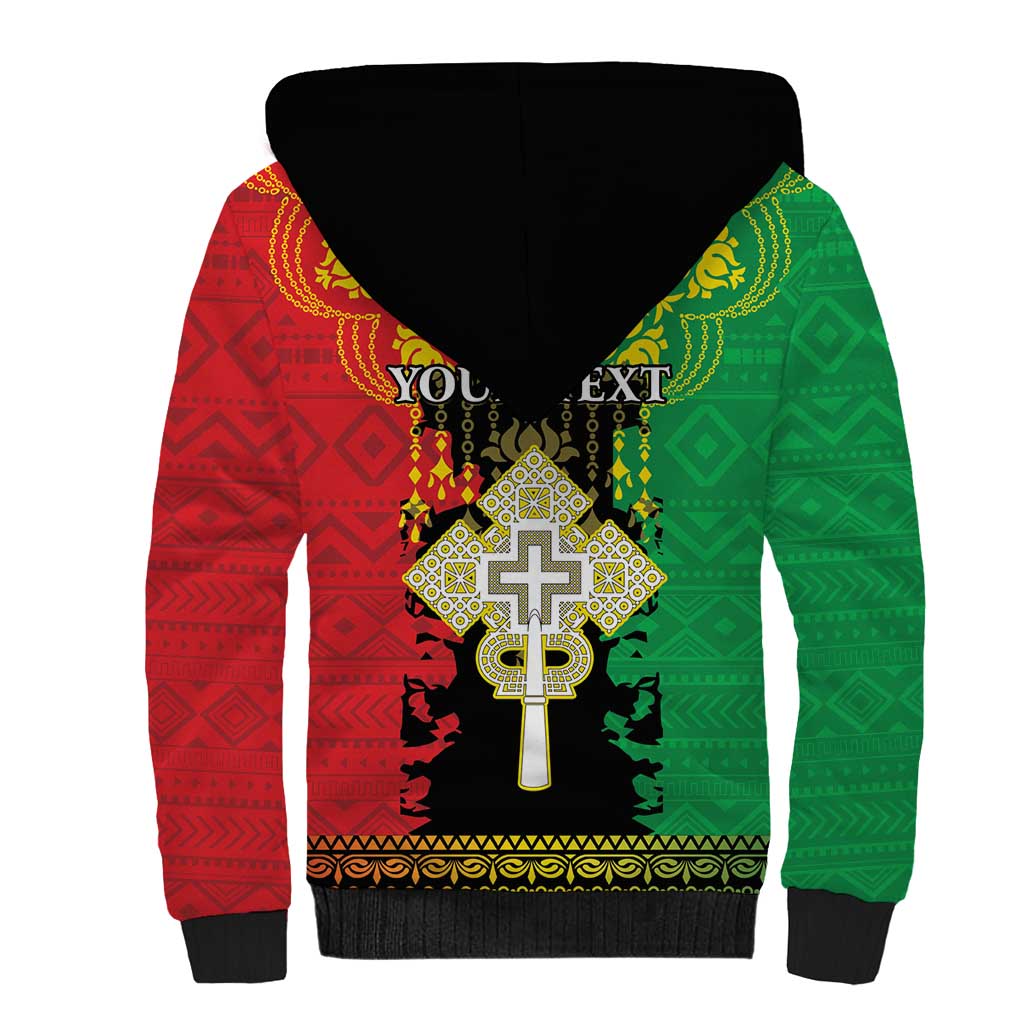 Personalised Afro Ethiopia Sherpa Hoodie Lion Of Judah - African Pattern