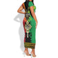 Personalised Afro Ethiopia Short Sleeve Bodycon Dress Lion Of Judah - African Pattern LT15
