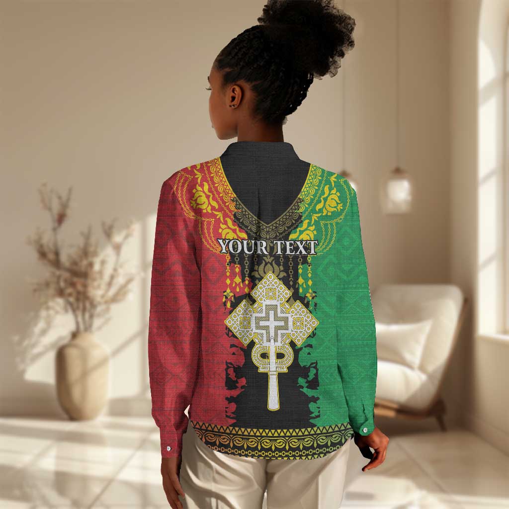 Personalised Afro Ethiopia Women Casual Shirt Lion Of Judah - African Pattern LT15