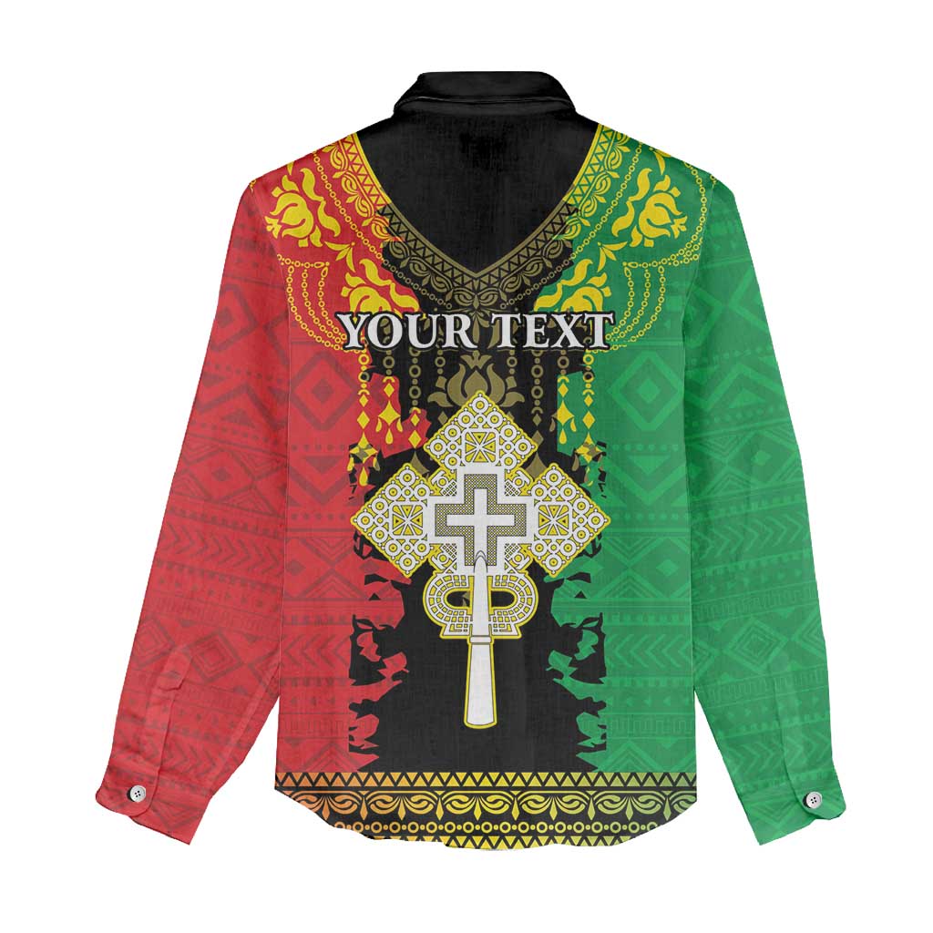 Personalised Afro Ethiopia Women Casual Shirt Lion Of Judah - African Pattern LT15