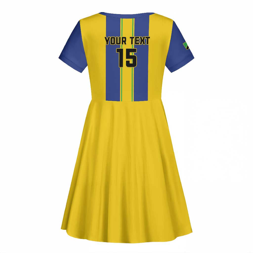 Custom Afro Tanzania Football Kid Short Sleeve Dress We Are Champions