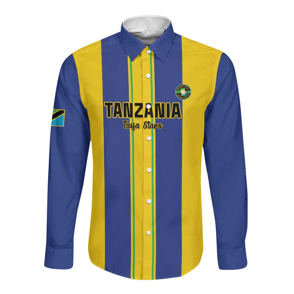 Custom Afro Tanzania Football Long Sleeve Button Shirt We Are Champions