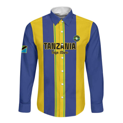 Custom Afro Tanzania Football Long Sleeve Button Shirt We Are Champions
