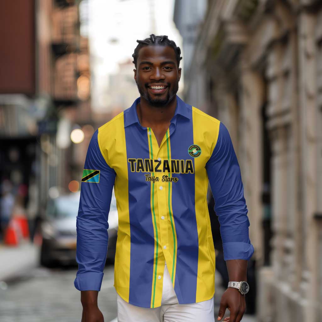 Custom Afro Tanzania Football Long Sleeve Button Shirt We Are Champions