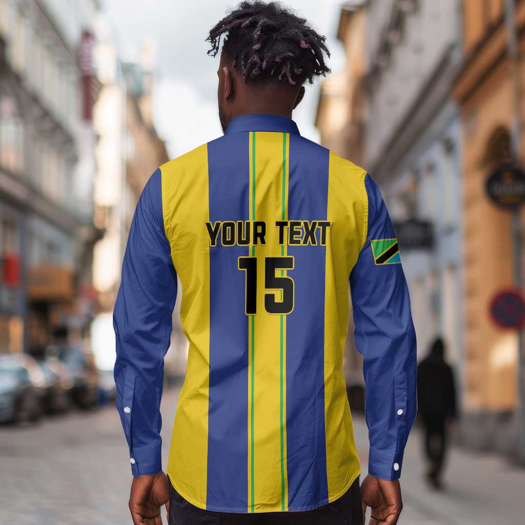 Custom Afro Tanzania Football Long Sleeve Button Shirt We Are Champions