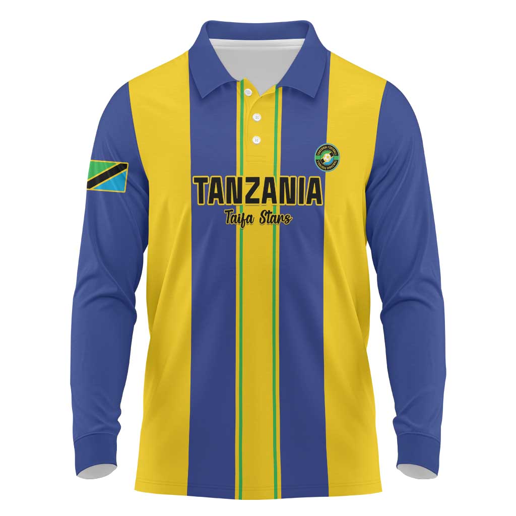 Custom Afro Tanzania Football Long Sleeve Polo Shirt We Are Champions