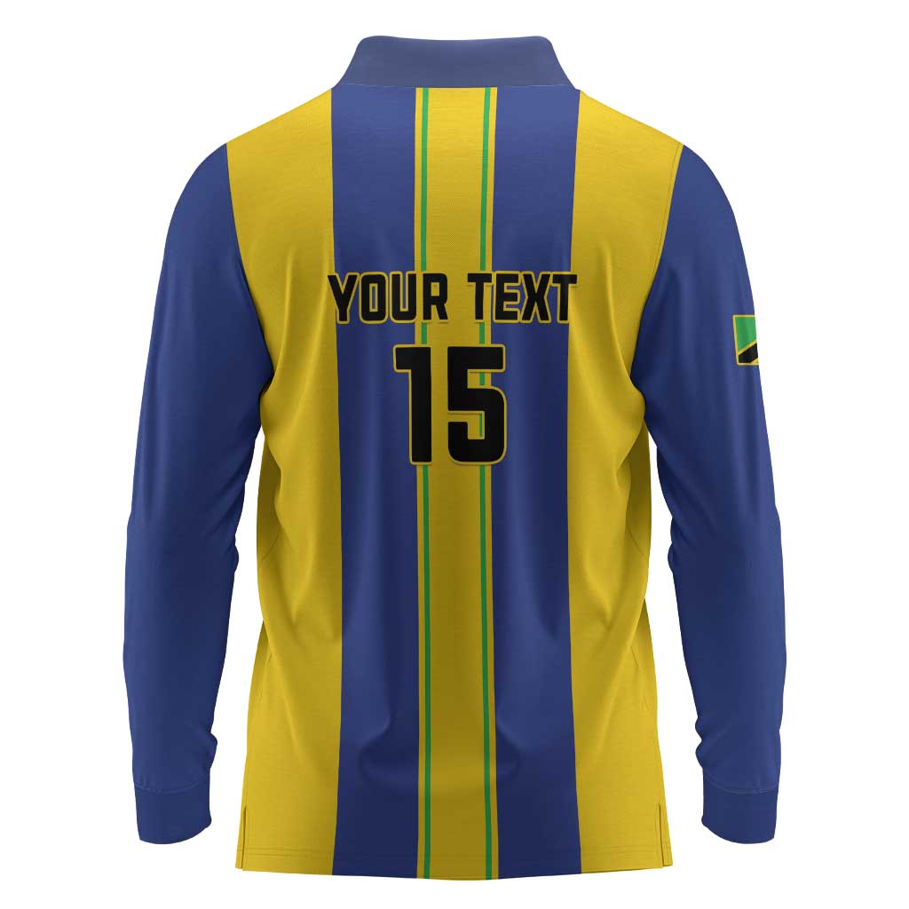 Custom Afro Tanzania Football Long Sleeve Polo Shirt We Are Champions