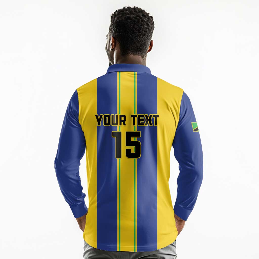Custom Afro Tanzania Football Long Sleeve Polo Shirt We Are Champions