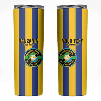 Custom Afro Tanzania Football Skinny Tumbler We Are Champions