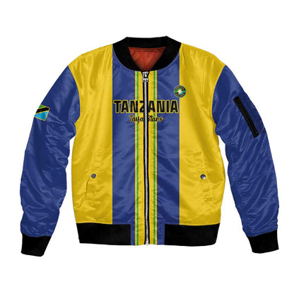 Custom Afro Tanzania Football Sleeve Zip Bomber Jacket We Are Champions