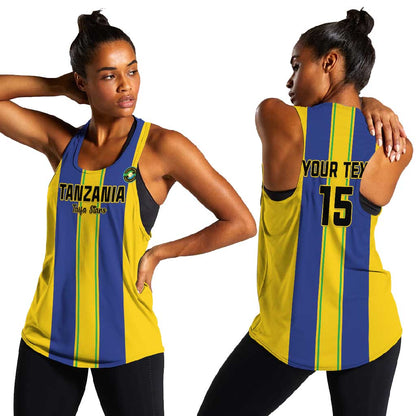 Custom Afro Tanzania Football Women Racerback Tank We Are Champions