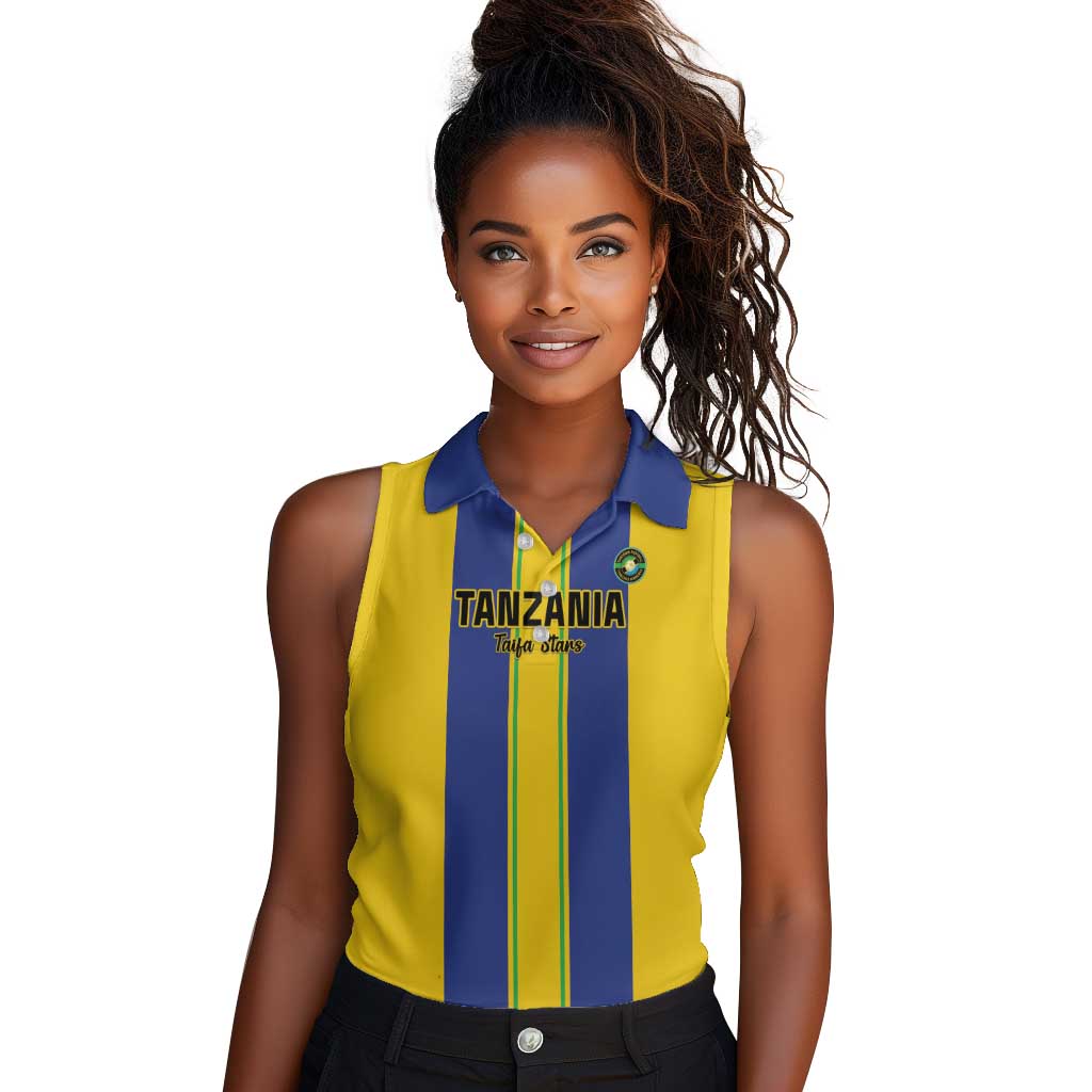 Custom Afro Tanzania Football Women Sleeveless Polo Shirt We Are Champions