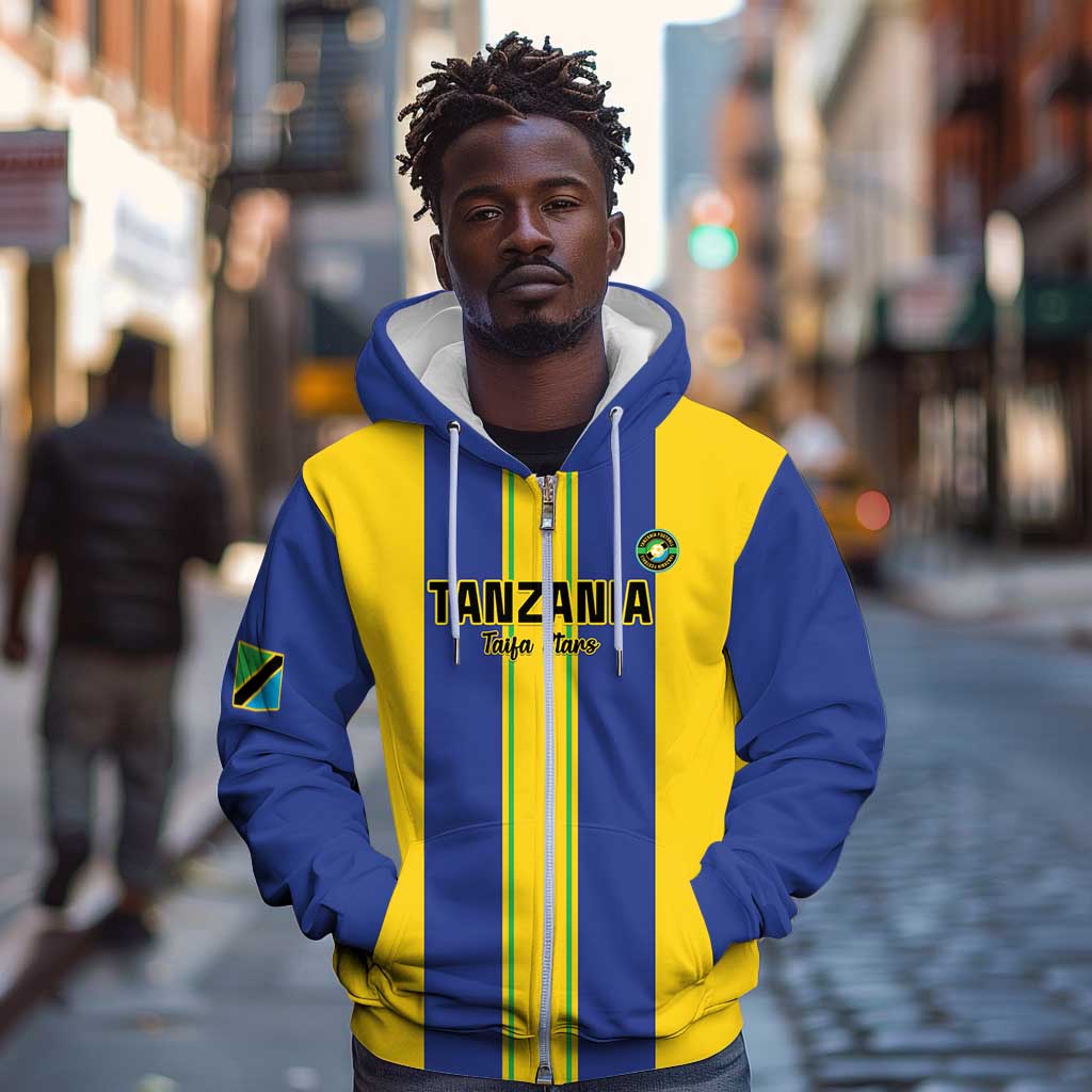Custom Afro Tanzania Football Zip Hoodie We Are Champions