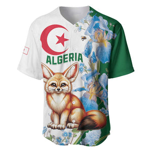 Afro Algeria Baseball Jersey Fennec Fox With Blue Isris Flower