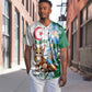 Afro Algeria Baseball Jersey Fennec Fox With Blue Isris Flower