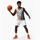 Afro Algeria Basketball Jersey Fennec Fox With Blue Isris Flower - African Pride