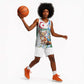 Afro Algeria Basketball Jersey Fennec Fox With Blue Isris Flower - African Pride