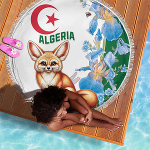 Afro Algeria Beach Blanket Fennec Fox With Blue Isris Flower