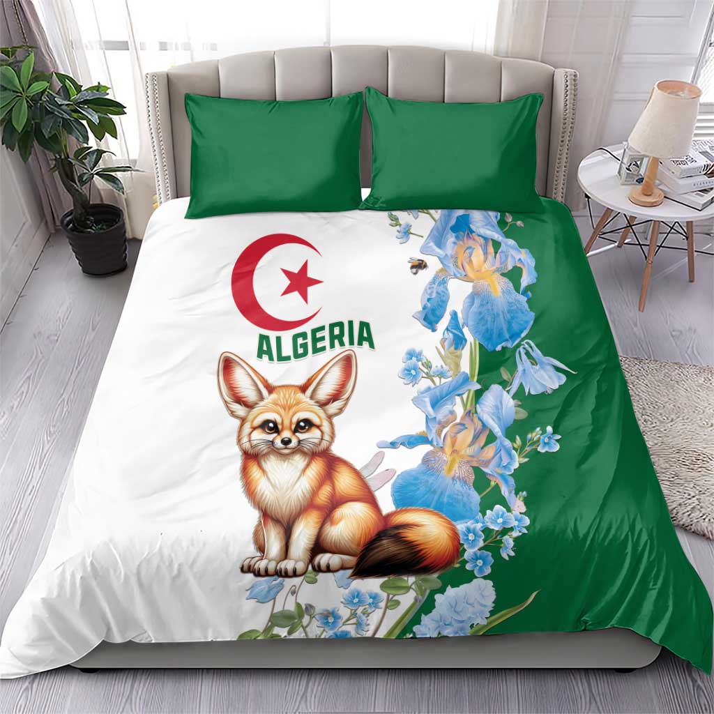 Afro Algeria Bedding Set Fennec Fox With Blue Isris Flower