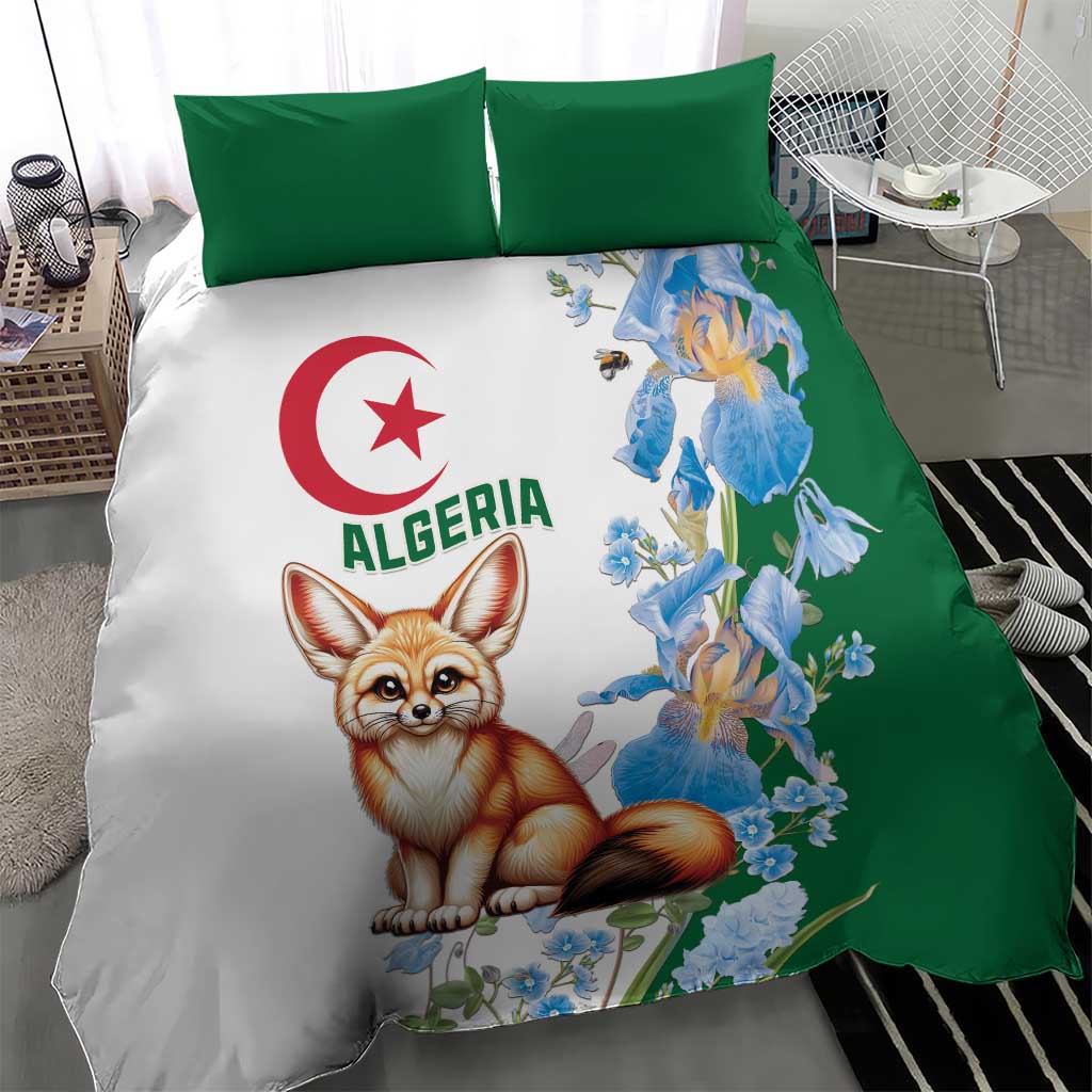 Afro Algeria Bedding Set Fennec Fox With Blue Isris Flower