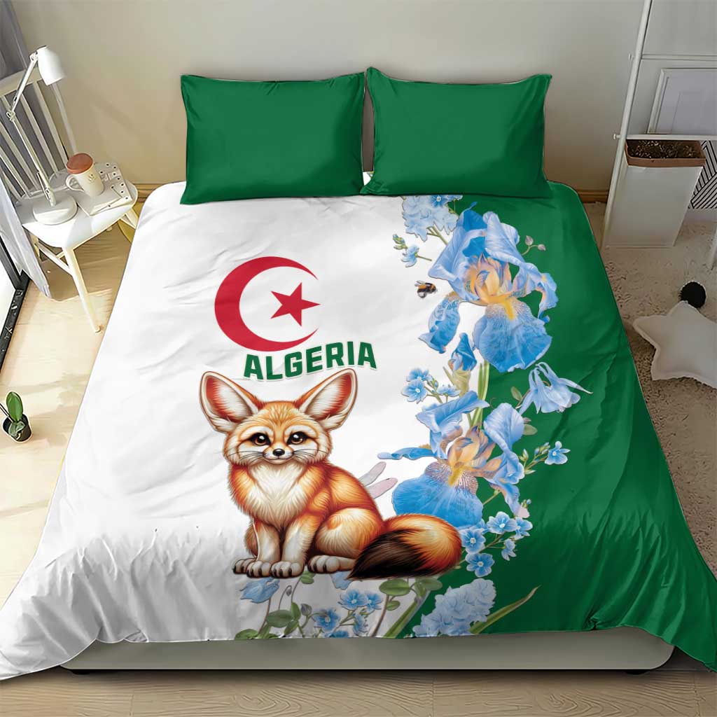 Afro Algeria Bedding Set Fennec Fox With Blue Isris Flower