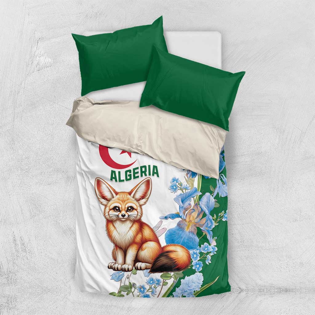 Afro Algeria Bedding Set Fennec Fox With Blue Isris Flower