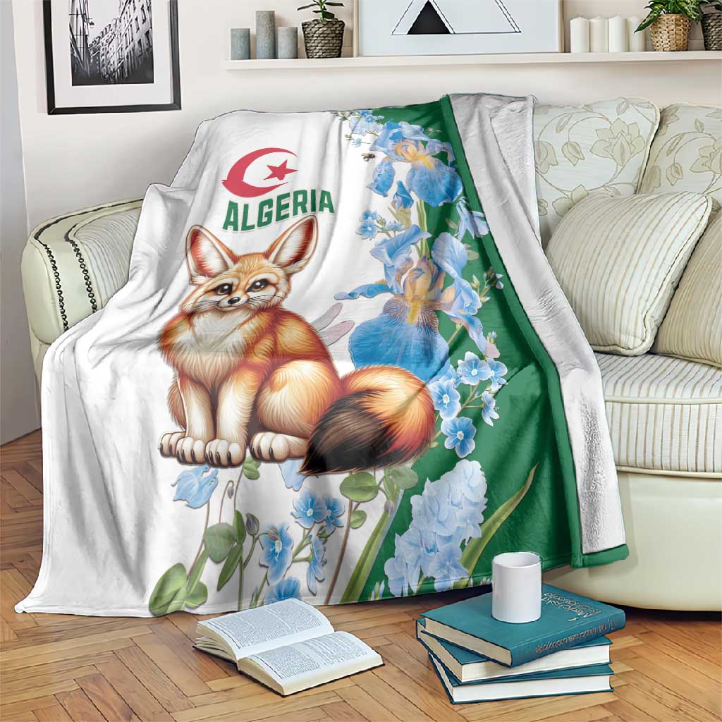Afro Algeria Blanket Fennec Fox With Blue Isris Flower