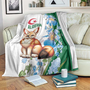 Afro Algeria Blanket Fennec Fox With Blue Isris Flower