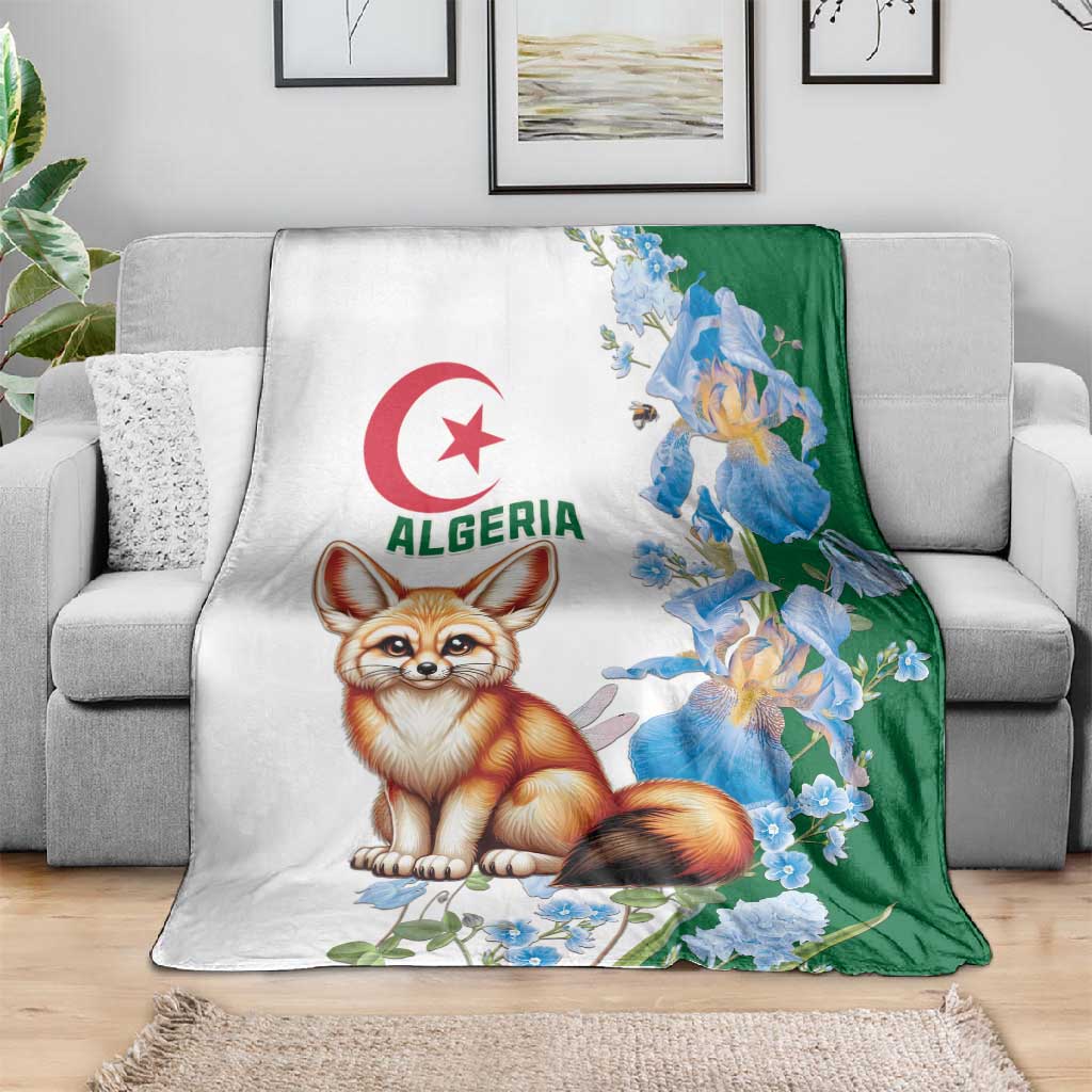 Afro Algeria Blanket Fennec Fox With Blue Isris Flower