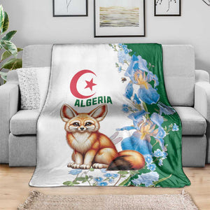 Afro Algeria Blanket Fennec Fox With Blue Isris Flower