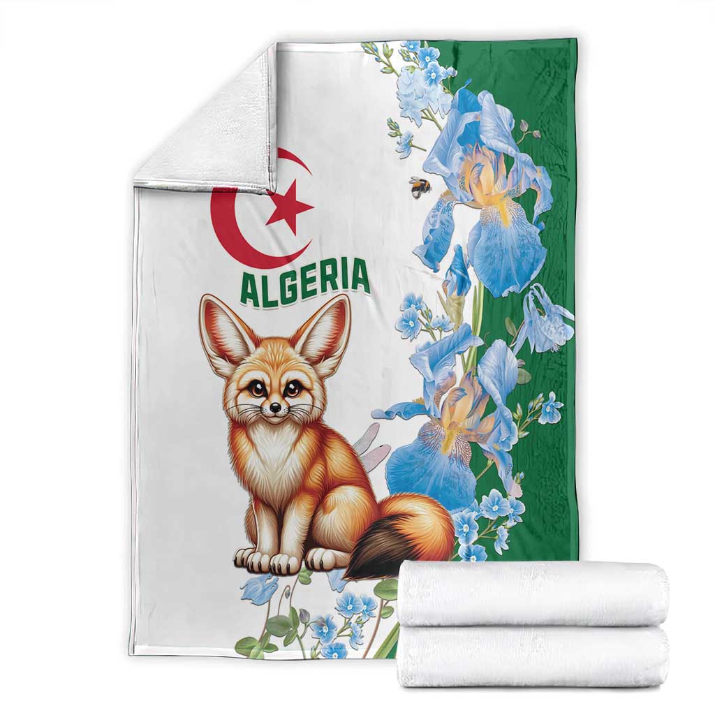 Afro Algeria Blanket Fennec Fox With Blue Isris Flower