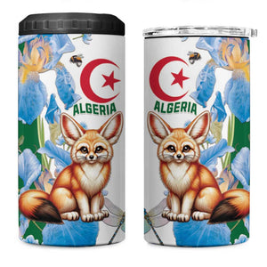 Afro Algeria 4 in 1 Can Cooler Tumbler Fennec Fox With Blue Isris Flower