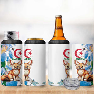 Afro Algeria 4 in 1 Can Cooler Tumbler Fennec Fox With Blue Isris Flower