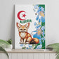 Afro Algeria Canvas Wall Art Fennec Fox With Blue Isris Flower