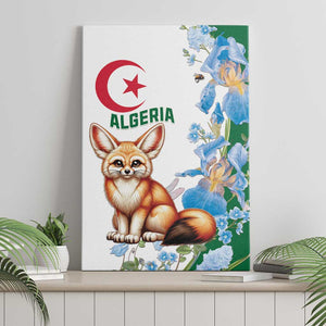 Afro Algeria Canvas Wall Art Fennec Fox With Blue Isris Flower