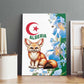 Afro Algeria Canvas Wall Art Fennec Fox With Blue Isris Flower