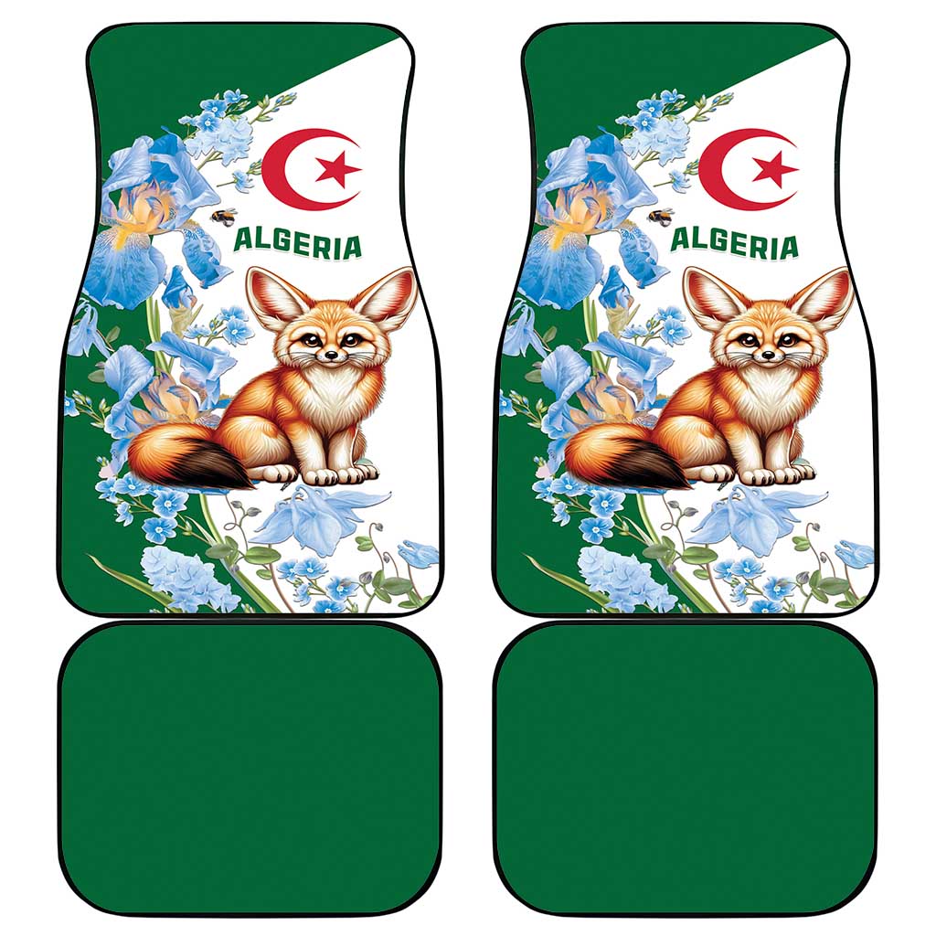 Afro Algeria Car Mats Fennec Fox With Blue Isris Flower