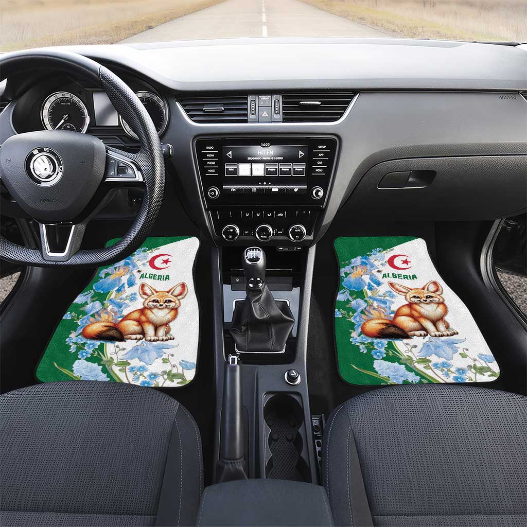 Afro Algeria Car Mats Fennec Fox With Blue Isris Flower