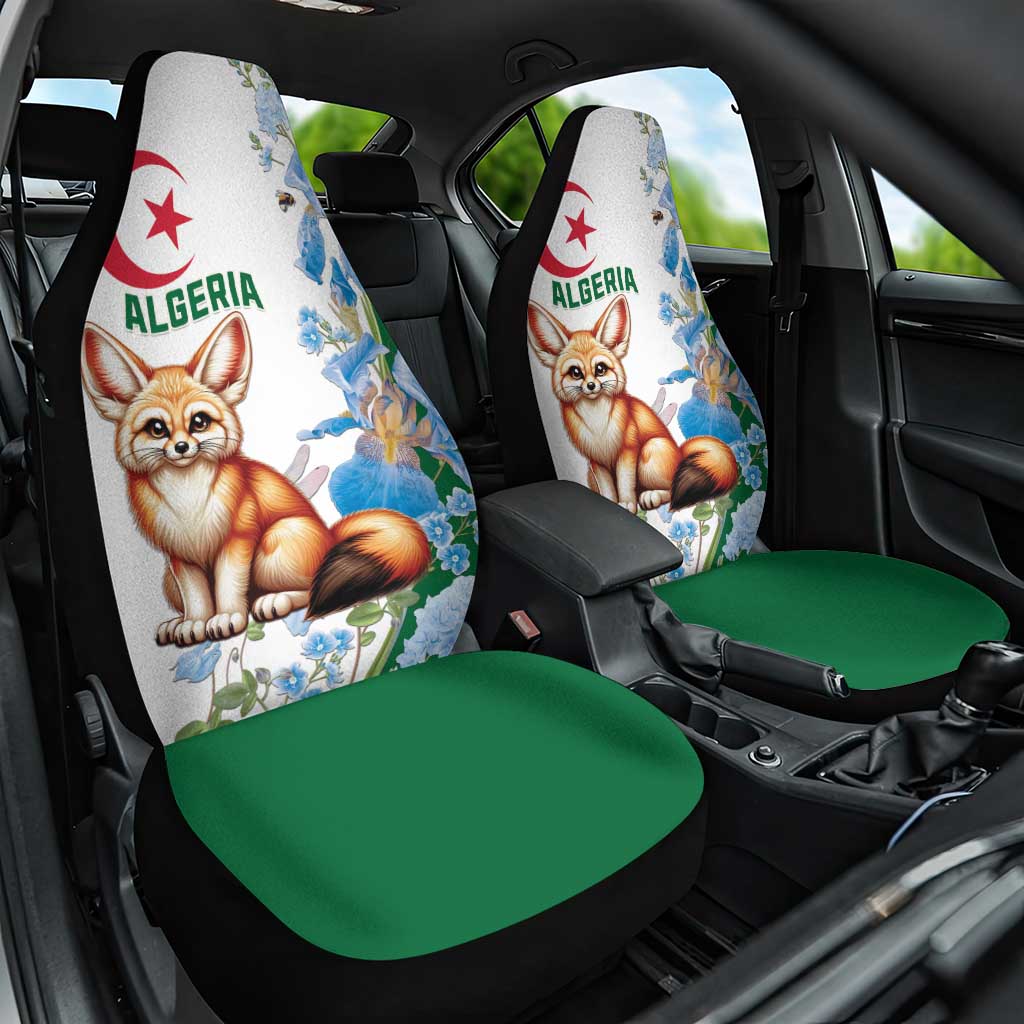 Afro Algeria Car Seat Cover Fennec Fox With Blue Isris Flower