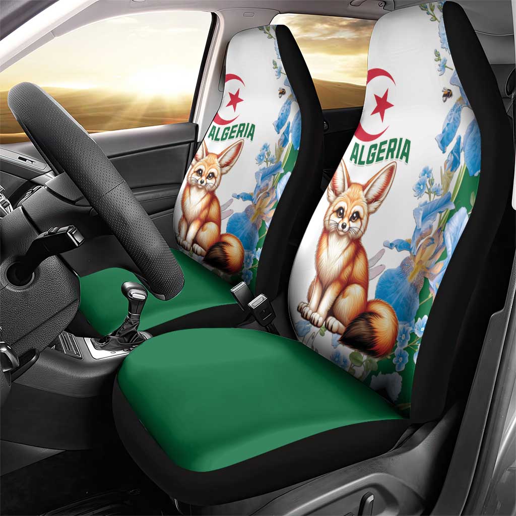 Afro Algeria Car Seat Cover Fennec Fox With Blue Isris Flower